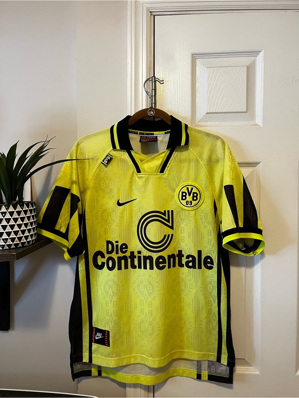 Nike Yellow and Black BVB Football Jersey